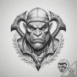 Tattoo sketch orc with an axe, tattoo sketch… – tattoo sketch (№1759820307_0, 07.10.2025 06:58) — tattoovalue.net