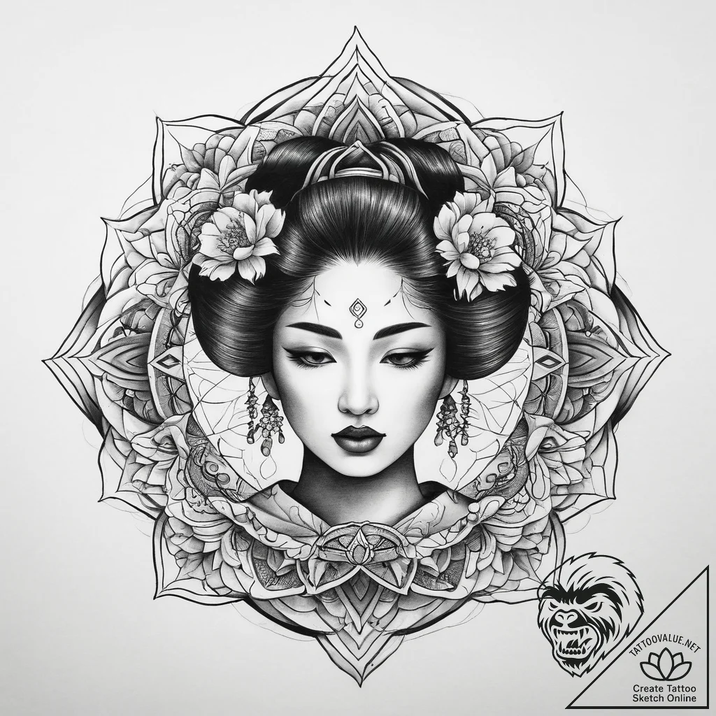 Tattoo sketch japanese geisha, tattoo drawing... - tattoo sketch (№1759820532_0, 07.10.2025 07:02) — tattoovalue.net