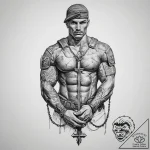 Tattoo sketch soldier with a chain, tattoo sk… – tattoo sketch (№1759820748_0, 07.10.2025 07:05) — tattoovalue.net