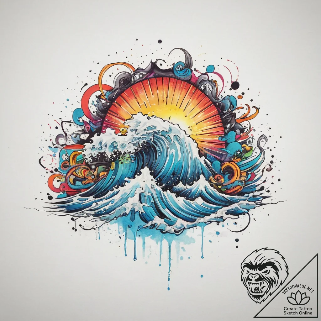 Tattoo sketch magical sound wave, ink illustr... - tattoo sketch (№1759821611_0, 07.10.2025 07:20) — tattoovalue.net