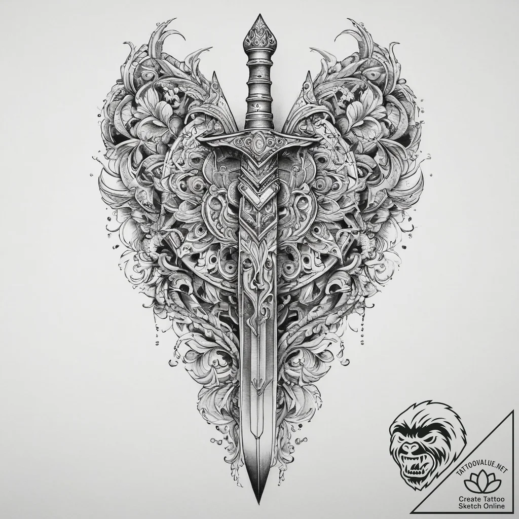 Tattoo sketch dagger, concept art for tattoo,... - tattoo sketch (№1759821827_0, 07.10.2025 07:23) — tattoovalue.net