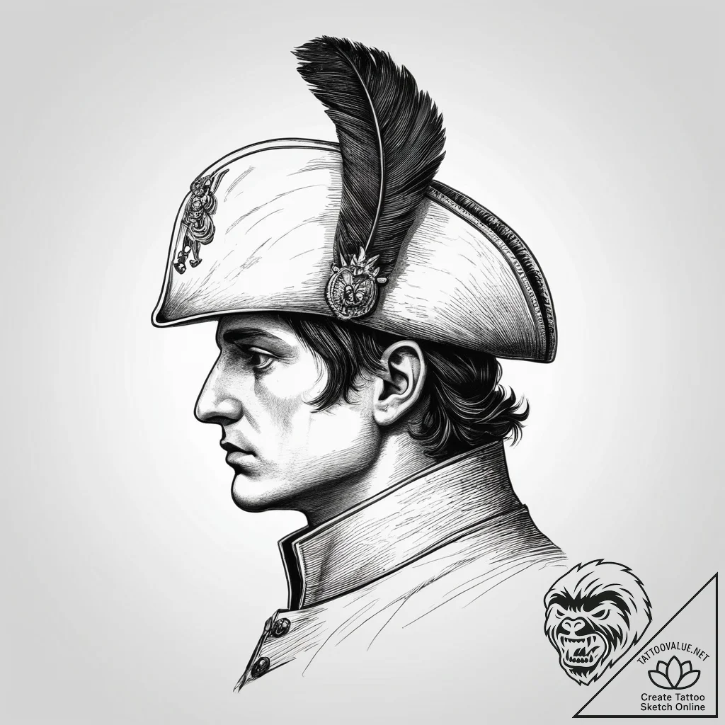 Tattoo sketch napoleon bonaparte silhouette,... - tattoo sketch (№1759822904_0, 07.10.2025 07:41) — tattoovalue.net