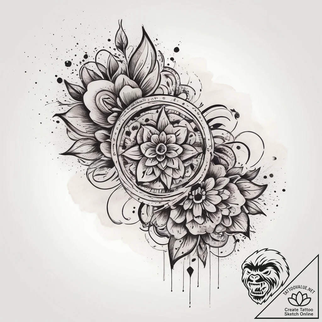 Tattoo sketch elegance, concept art for tatto... - tattoo sketch (№1759823552_0, 07.10.2025 07:52) — tattoovalue.net