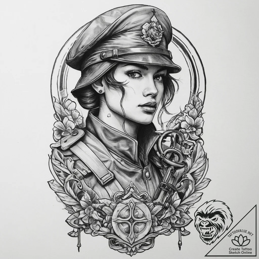 Tattoo sketch soldier with a key, tattoo flas... - tattoo sketch (№1759823988_0, 07.10.2025 07:59) — tattoovalue.net
