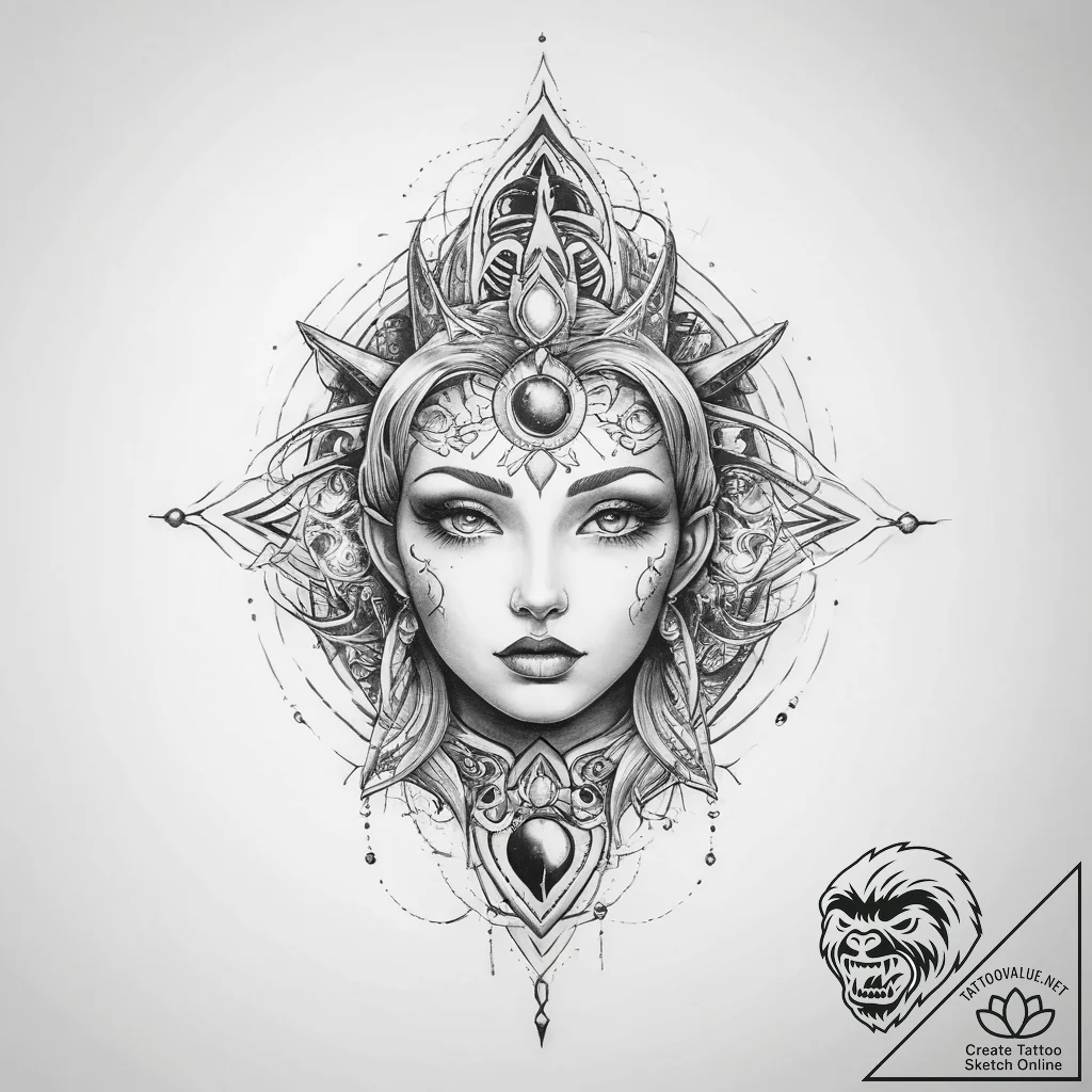 Tattoo sketch cosmic entity - tattoo sketch (№1759824421_0, 07.10.2025 08:07) — tattoovalue.net