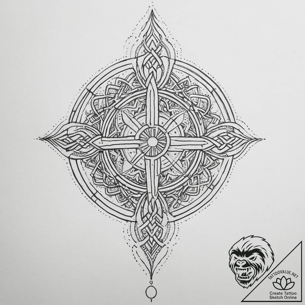 Tattoo sketch ogham with a celtic knot, artis... - tattoo sketch (№1759825727_0, 07.10.2025 08:28) — tattoovalue.net