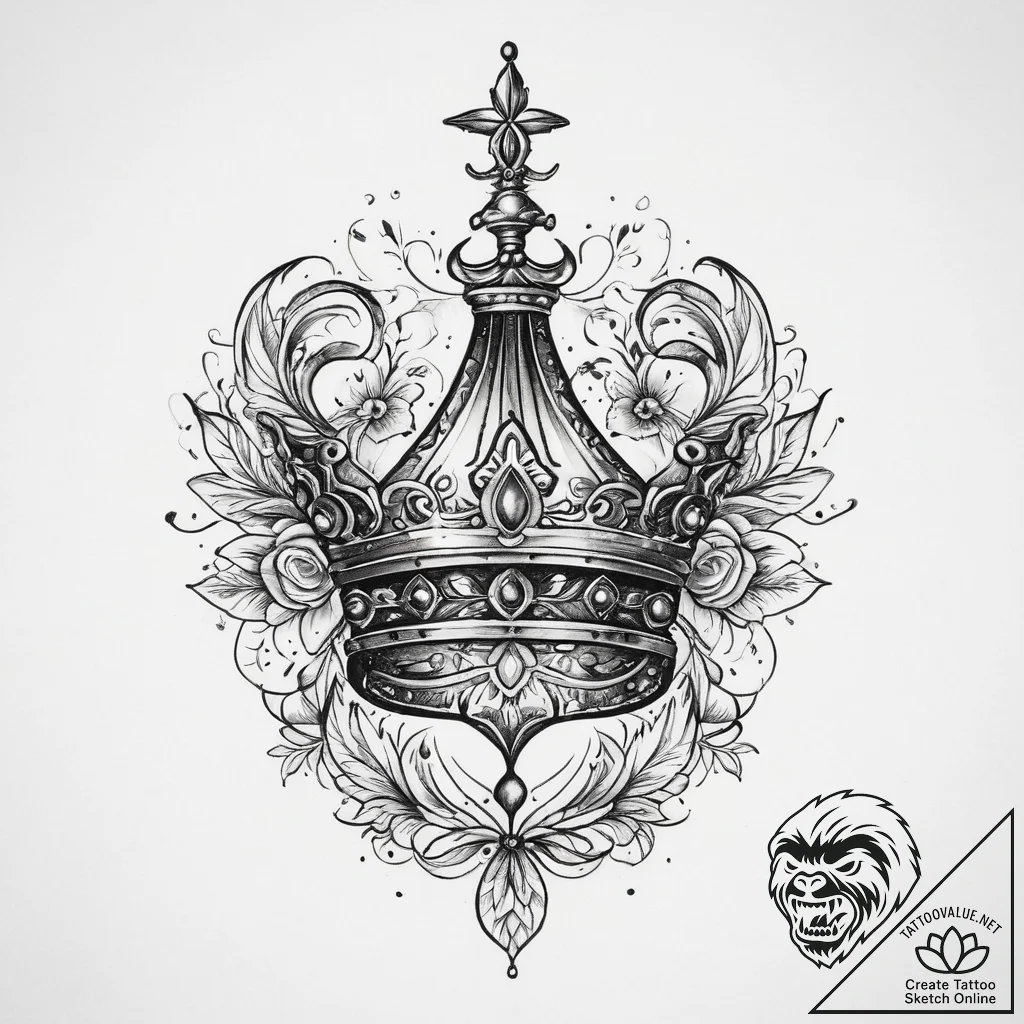 Tattoo sketch tiara tattoo, ink illustration... - tattoo sketch (№1759826160_0, 07.10.2025 08:36) — tattoovalue.net