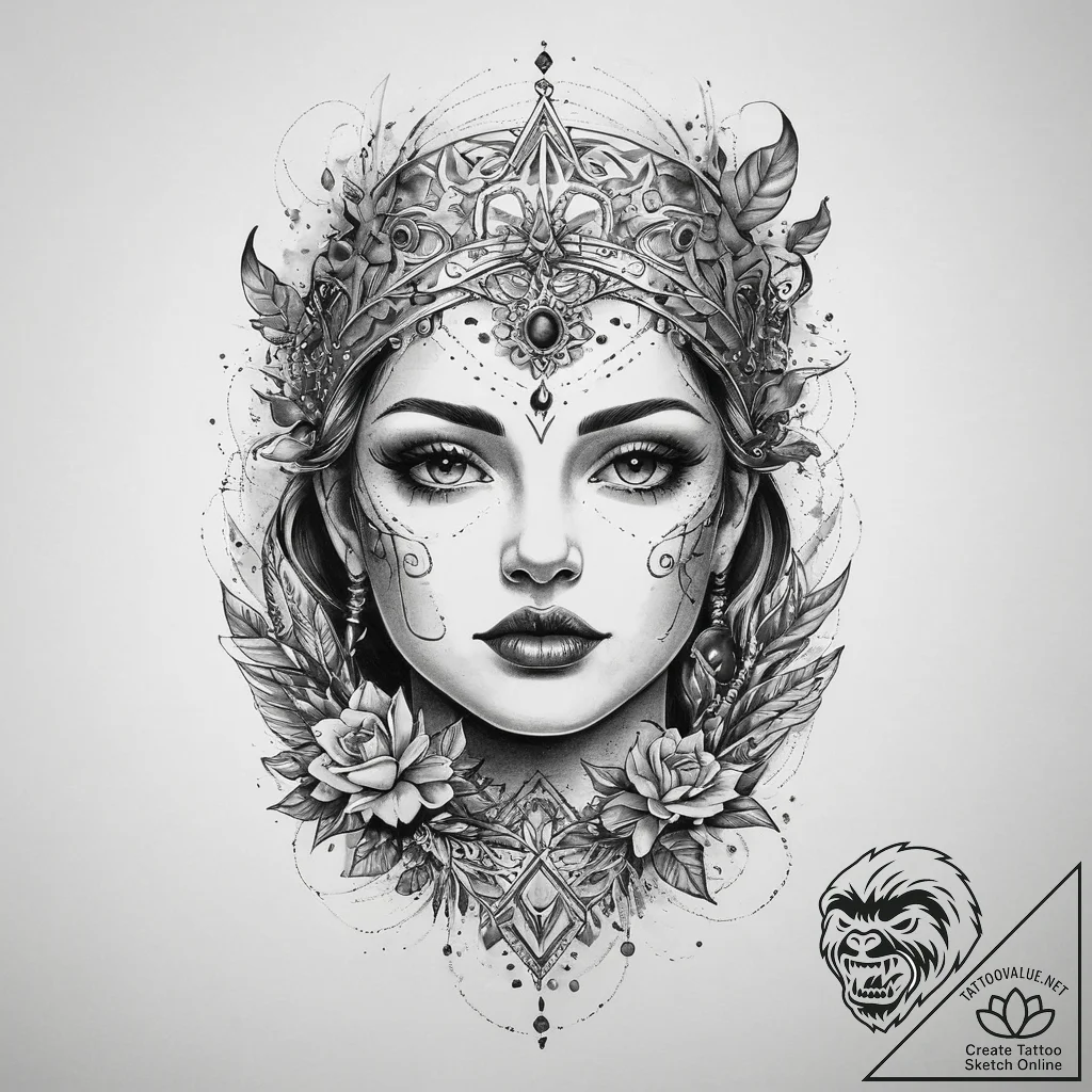 Tattoo sketch divine quest, concept art for t... - tattoo sketch (№1759826376_0, 07.10.2025 08:39) — tattoovalue.net