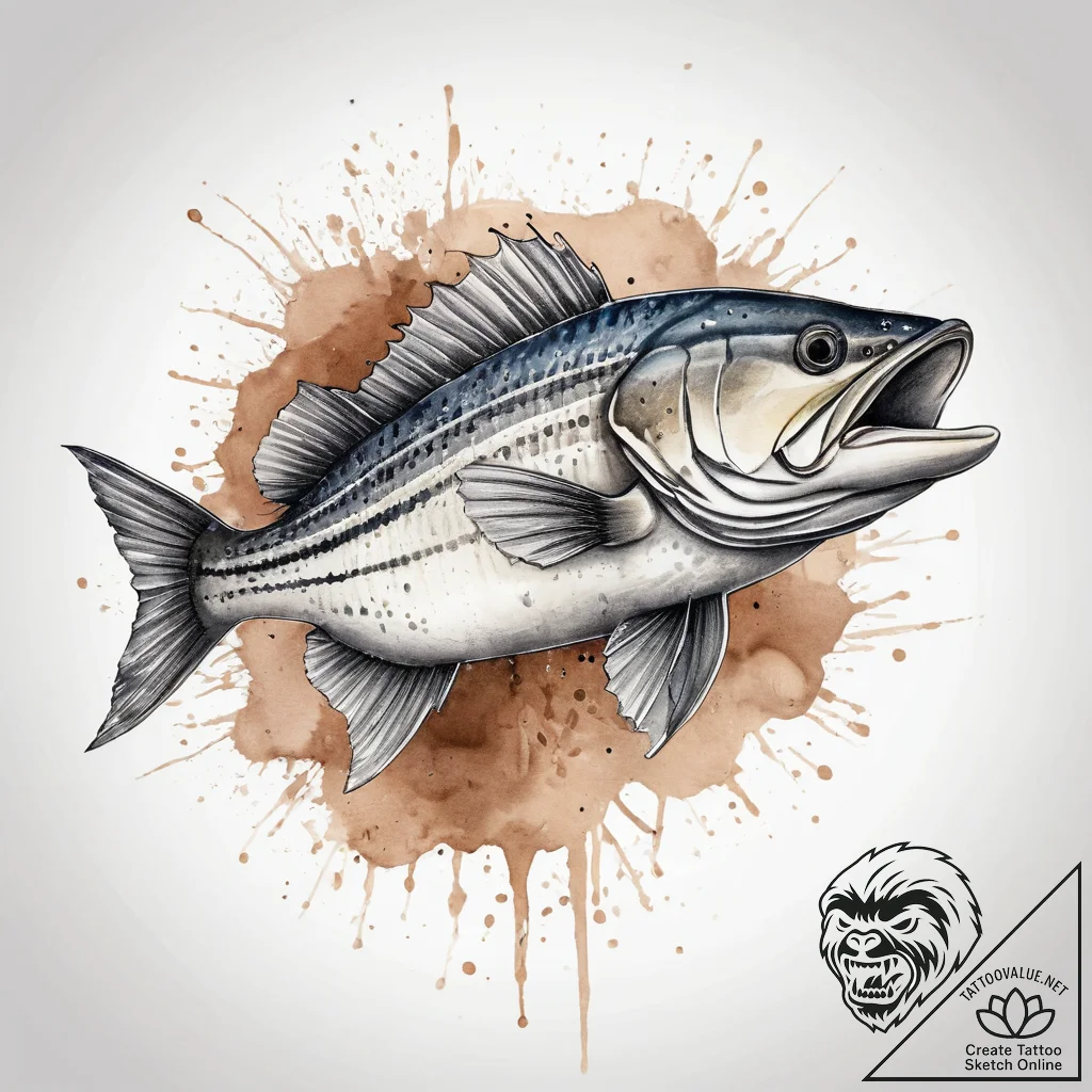 Tattoo sketch striped bass, tattoo drawing ou... - tattoo sketch (№1759826592_0, 07.10.2025 08:43) — tattoovalue.net