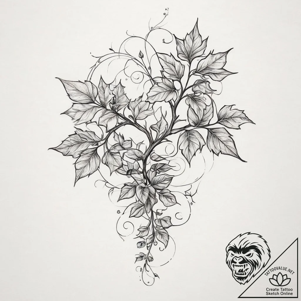 Tattoo sketch ivy vine, tattoo line art, line... - tattoo sketch (№1759827890_0, 07.10.2025 09:04) — tattoovalue.net