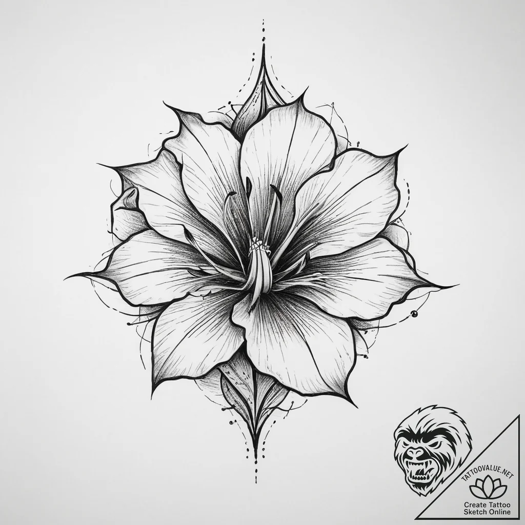 Tattoo sketch datura, tattoo line art, minima... - tattoo sketch (№1759828769_0, 07.10.2025 09:19) — tattoovalue.net