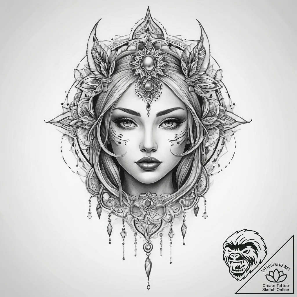Tattoo sketch mystical essence - tattoo sketch (№1759829199_0, 07.10.2025 09:26) — tattoovalue.net
