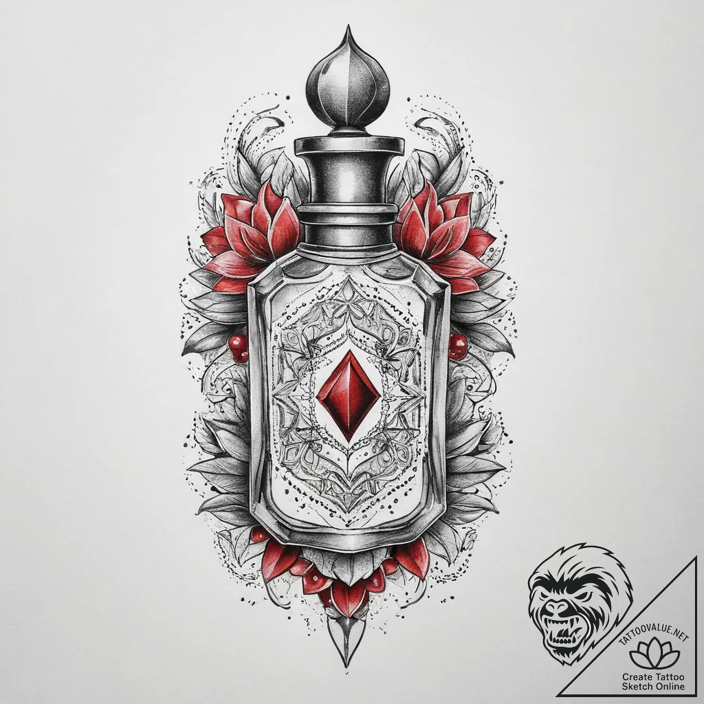 Tattoo sketch perfume tattoo, tattoo line art... - tattoo sketch (№1759829848_0, 07.10.2025 09:37) — tattoovalue.net