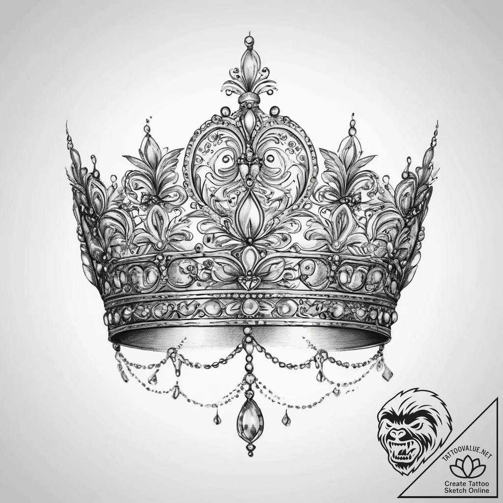 Tattoo sketch tiara - tattoo sketch (№1759831589_0, 07.10.2025 10:06) — tattoovalue.net