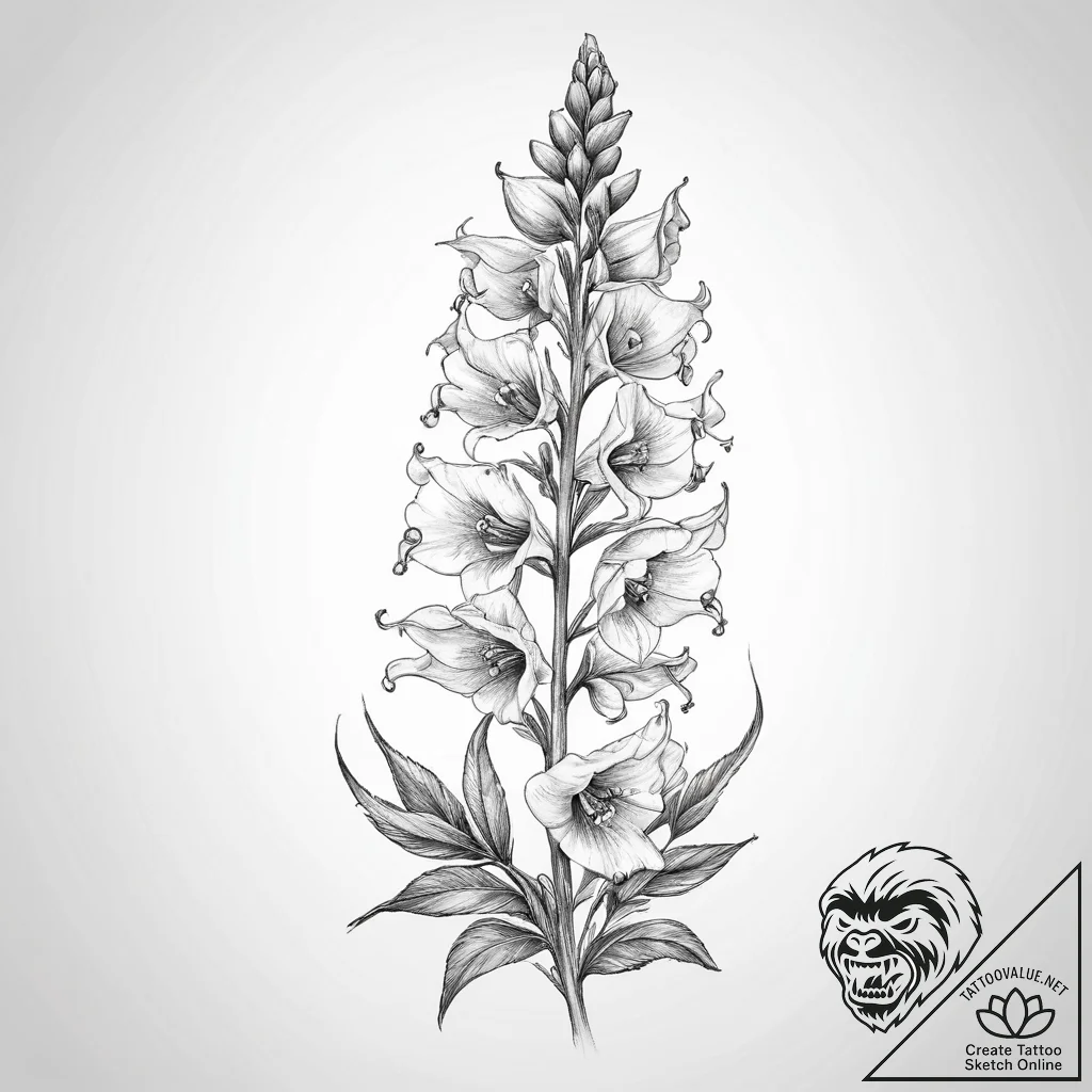 Tattoo sketch foxglove - tattoo sketch (№1759832029_0, 07.10.2025 10:13) — tattoovalue.net