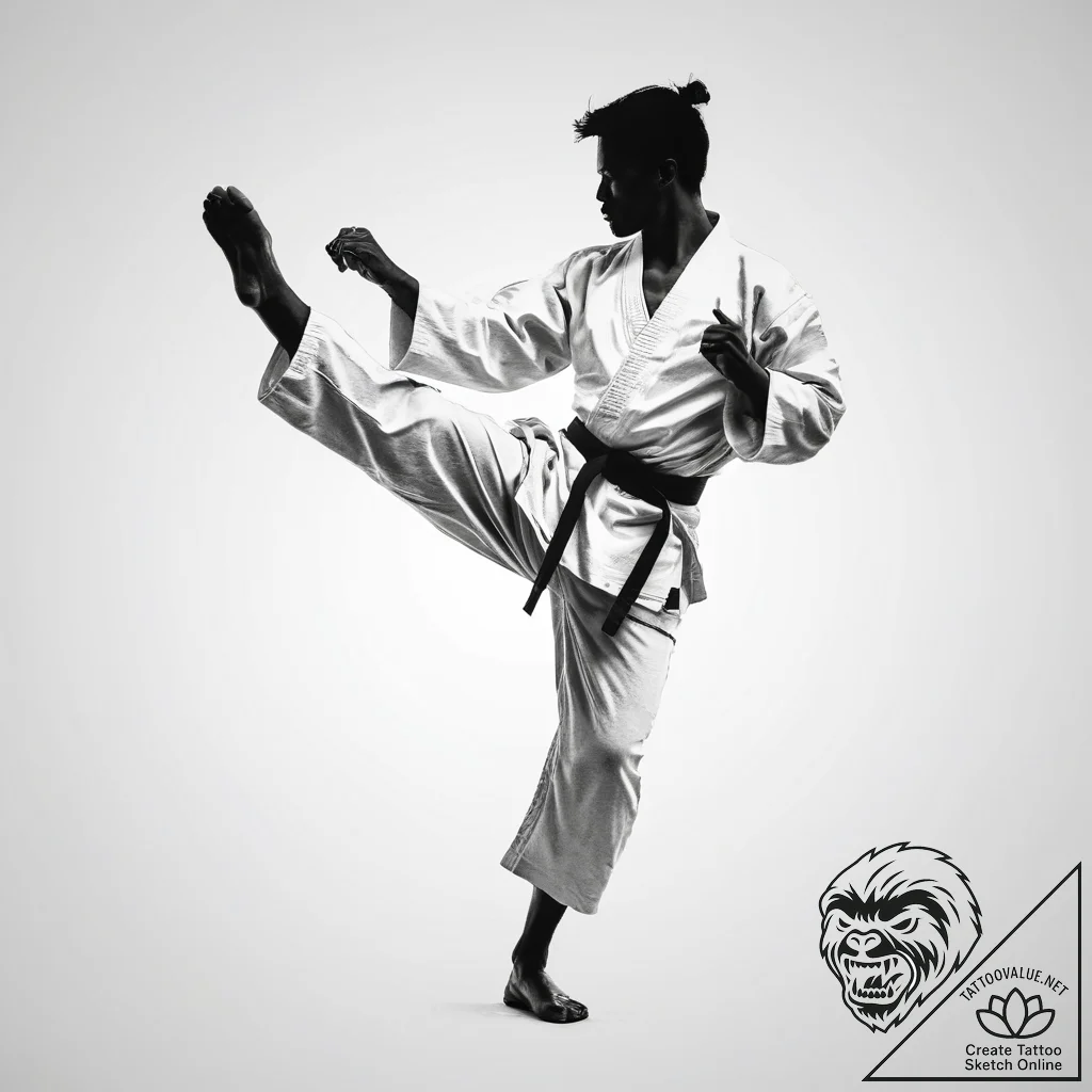 Tattoo sketch karate silhouette - tattoo sketch (№1759832688_0, 07.10.2025 10:24) — tattoovalue.net