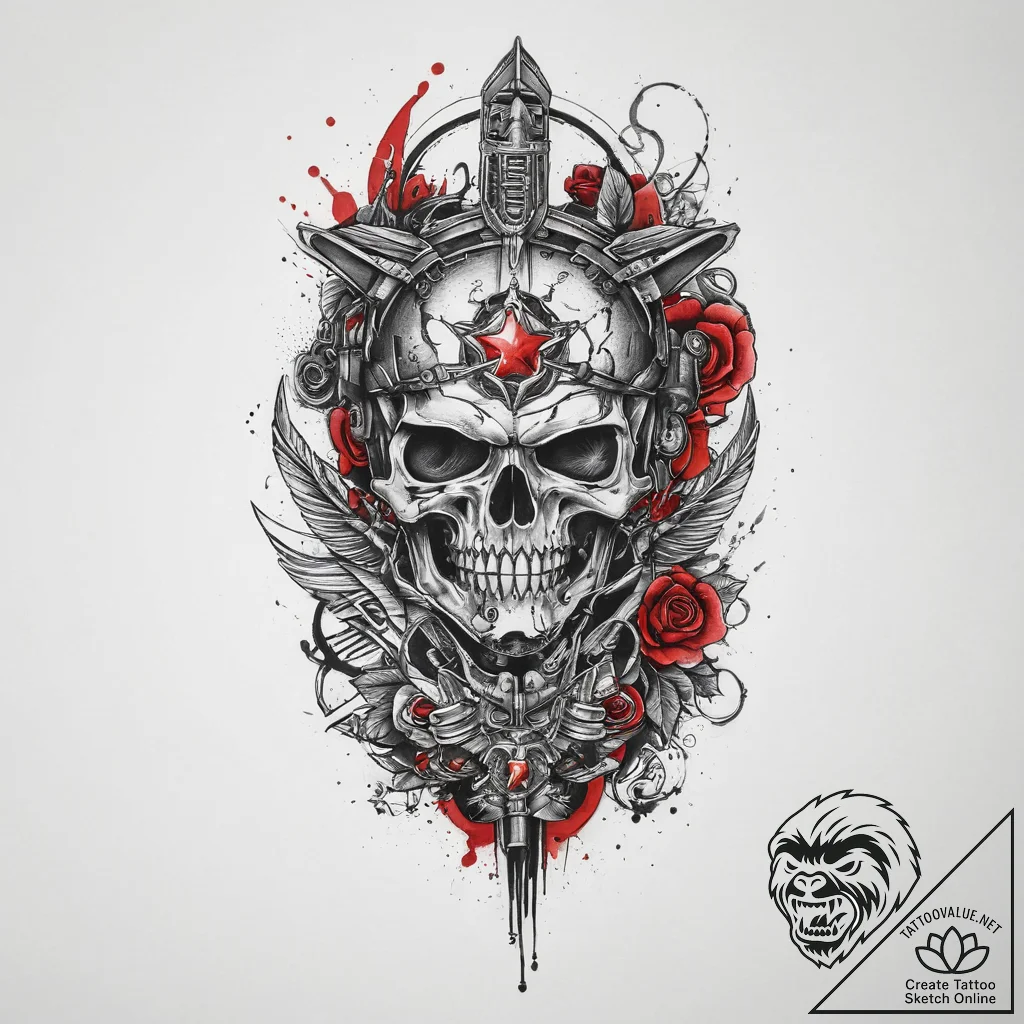 Tattoo sketch neo-traditional military, artis... - tattoo sketch (№1759833121_0, 07.10.2025 10:32) — tattoovalue.net