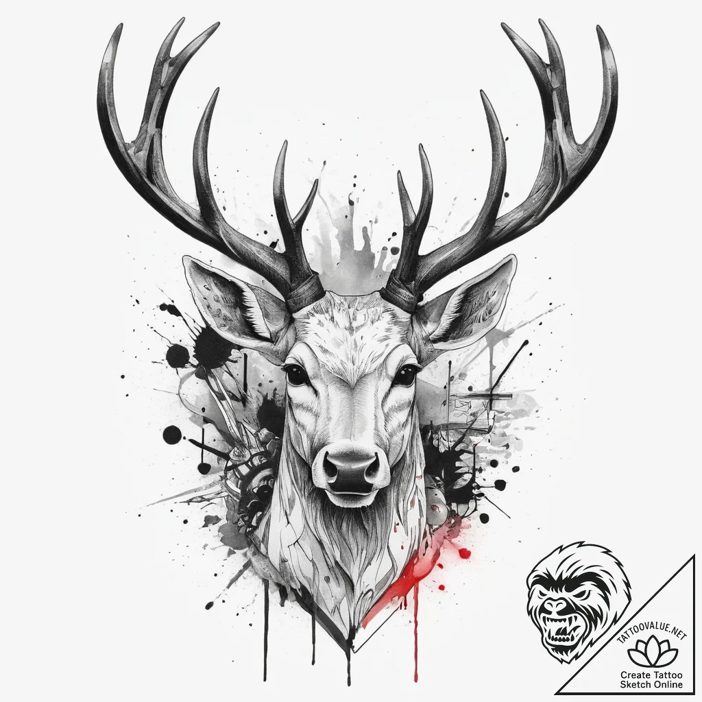 Tattoo sketch абстрактный олень, artistic tat... - tattoo sketch (№1759835294_0, 07.10.2025 11:08) — tattoovalue.net