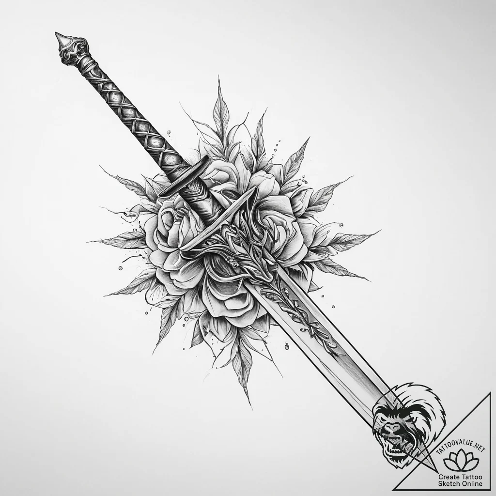 Tattoo sketch sword - tattoo sketch (№1759835513_0, 07.10.2025 11:11) — tattoovalue.net