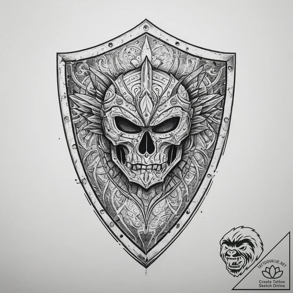 Tattoo sketch warrior shield, artistic tattoo... - tattoo sketch (№1759835730_0, 07.10.2025 11:15) — tattoovalue.net