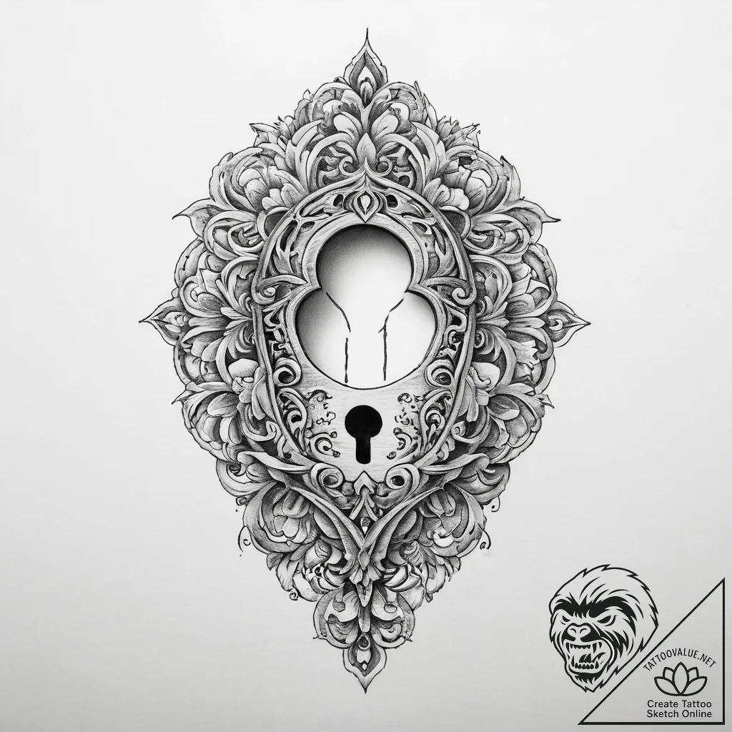 Tattoo sketch vintage keyhole - tattoo sketch (№1759836605_0, 07.10.2025 11:30) — tattoovalue.net