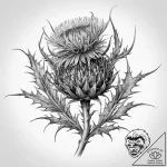 Tattoo sketch thistle blossom – tattoo sketch (№1759837256_0, 07.10.2025 11:40) — tattoovalue.net