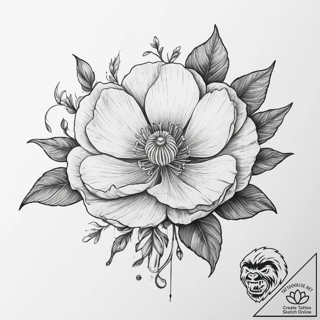 Tattoo sketch buttercup flower - tattoo sketch (№1759837691_0, 07.10.2025 11:48) — tattoovalue.net