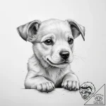 Tattoo sketch playful puppy – tattoo sketch (№1759839211_0, 07.10.2025 12:13) — tattoovalue.net