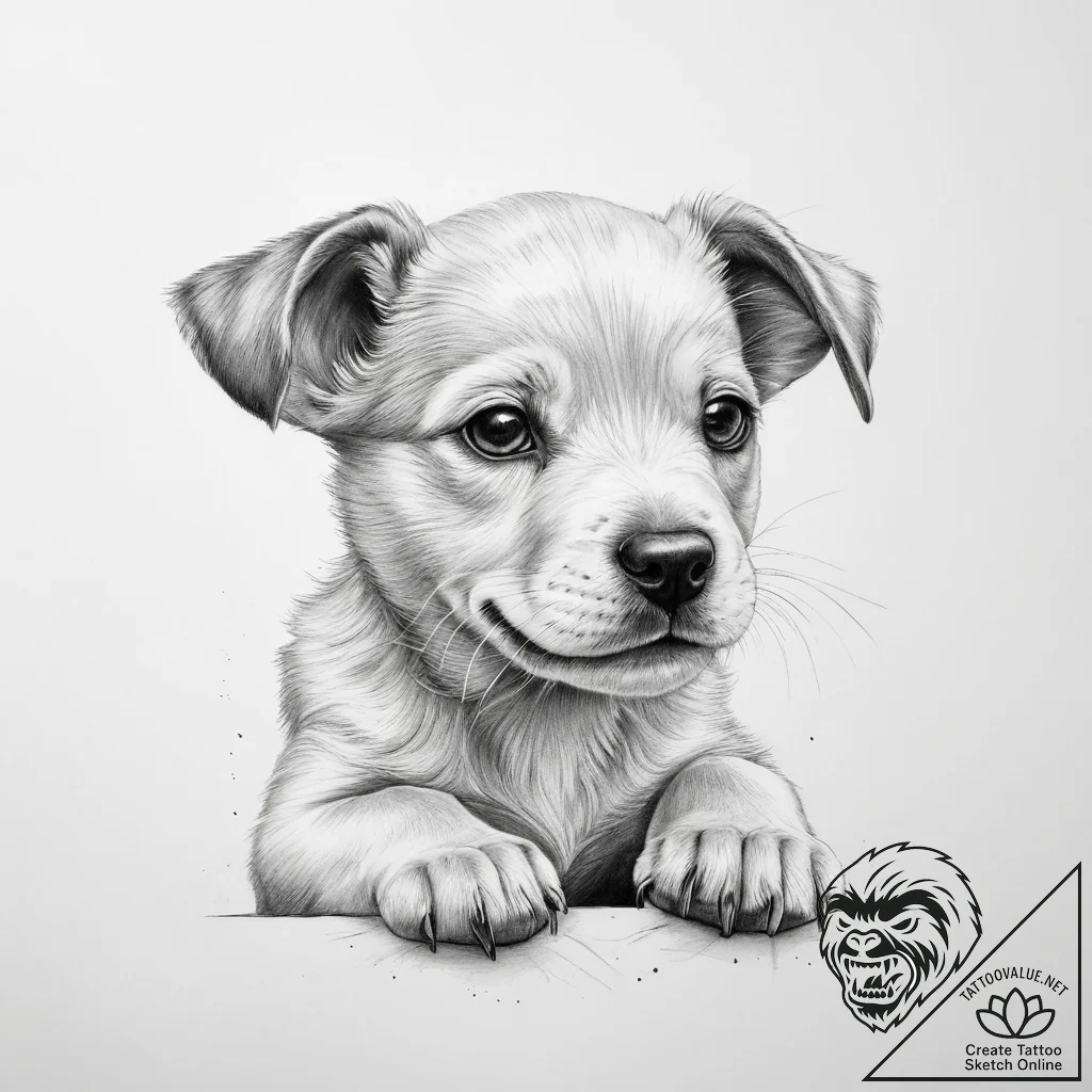 Tattoo sketch playful puppy - tattoo sketch (№1759839211_0, 07.10.2025 12:13) — tattoovalue.net