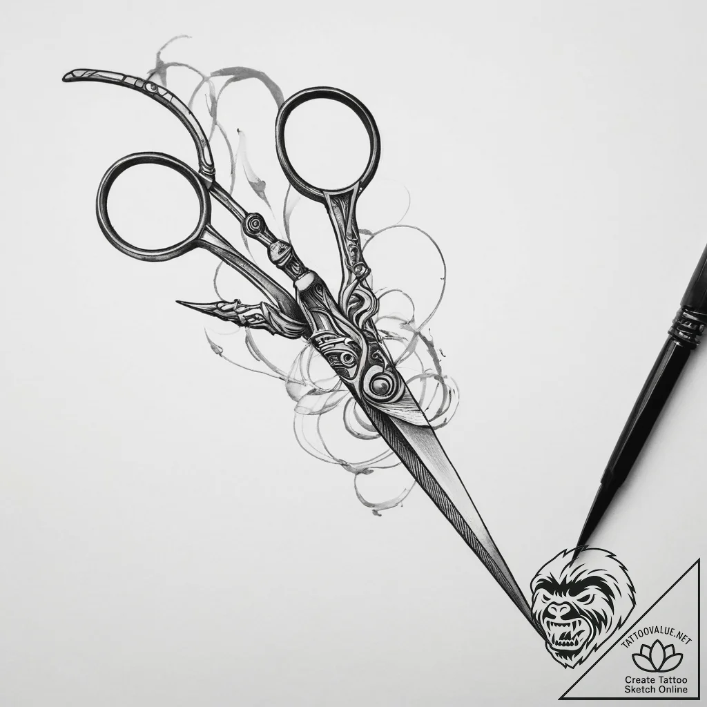 Tattoo sketch scissors - tattoo sketch (№1759839646_0, 07.10.2025 12:20) — tattoovalue.net