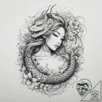 Tattoo sketch mermaid in water, tattoo sketch… – tattoo sketch (№1759840526_0, 07.10.2025 12:35) — tattoovalue.net