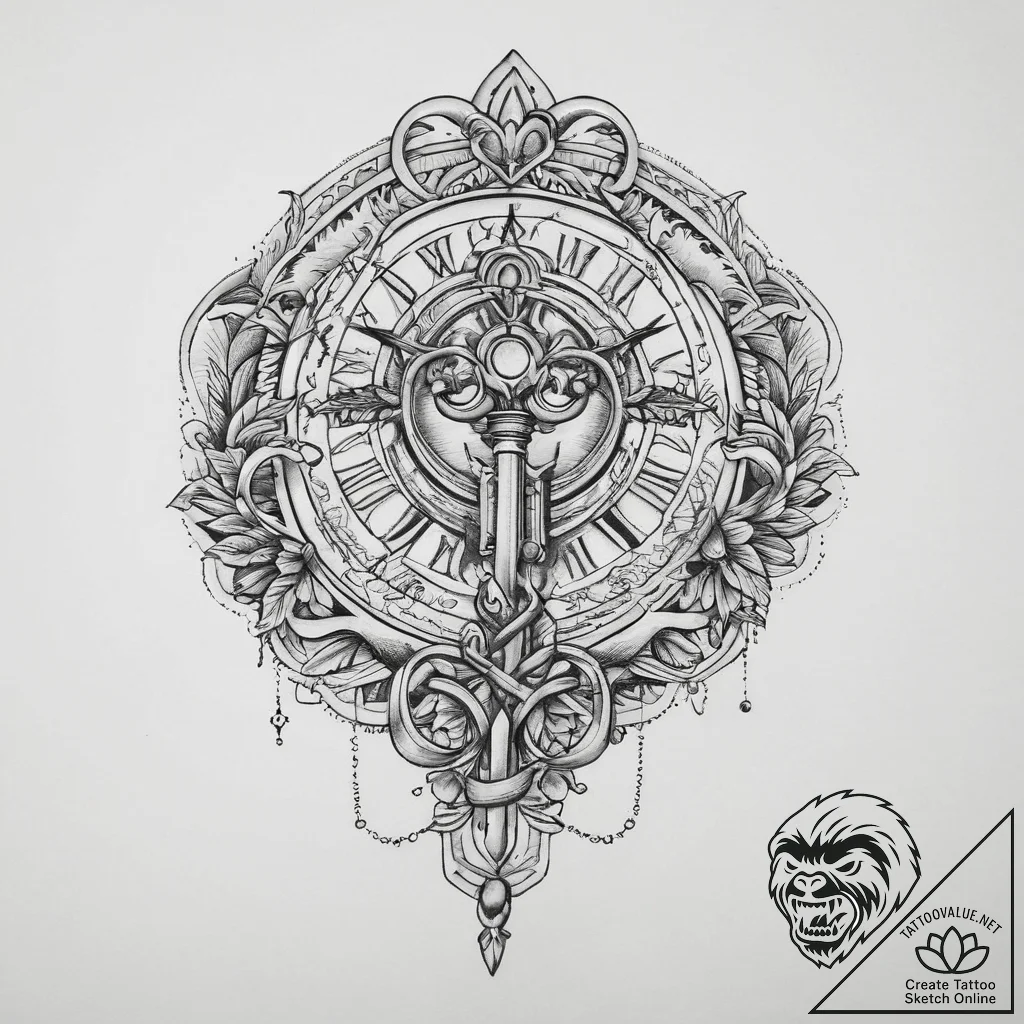 Tattoo sketch ancient key, tattoo flash sheet... - tattoo sketch (№1759842049_0, 07.10.2025 13:00) — tattoovalue.net