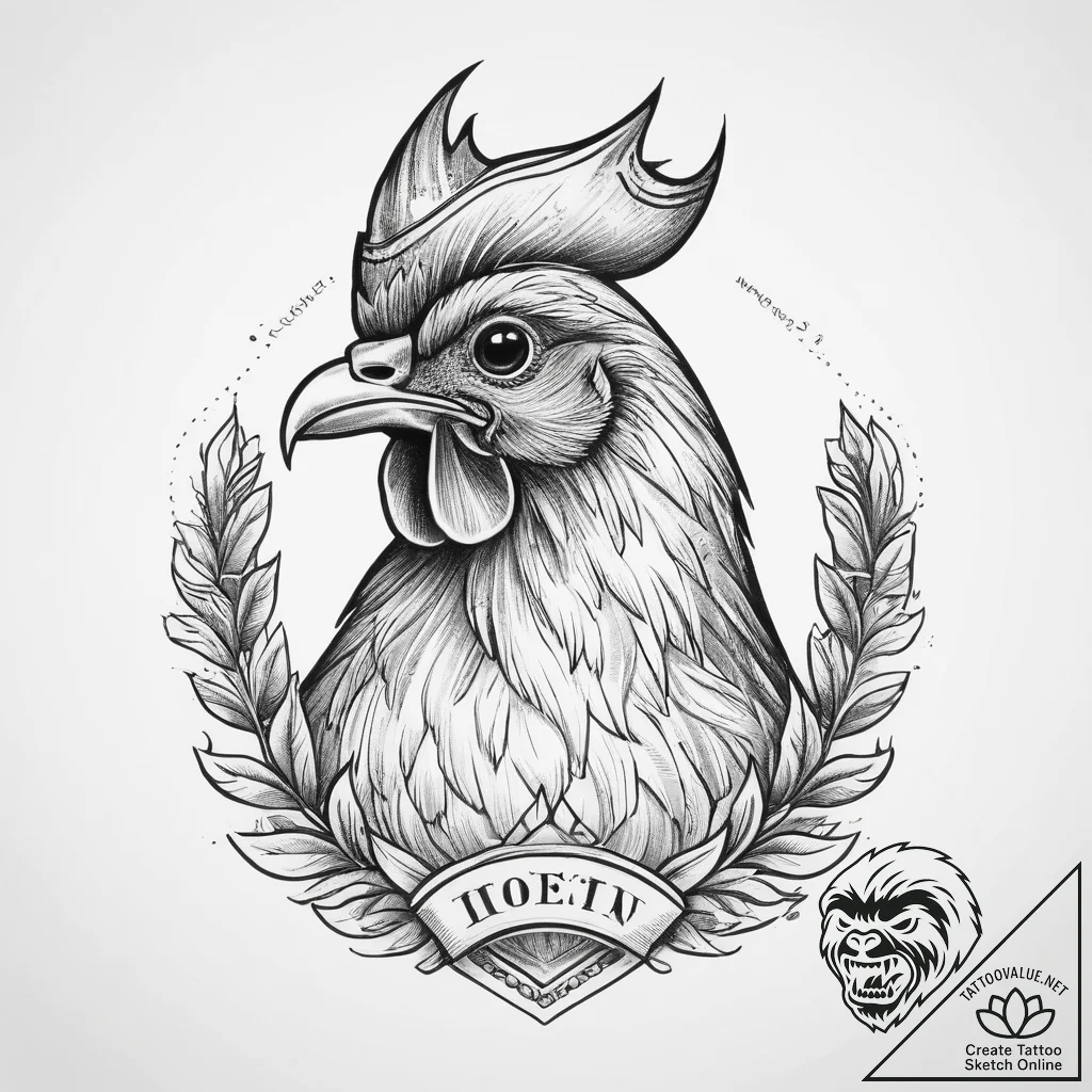 Tattoo sketch puns a hen that says "i'm a hen... - tattoo sketch (№1759843349_0, 07.10.2025 13:22) — tattoovalue.net
