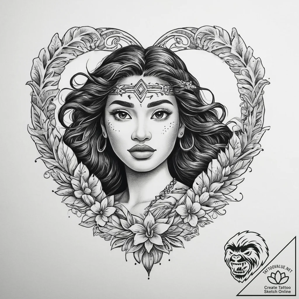 Tattoo sketch moana heart of te fiti, tattoo... - tattoo sketch (№1759844006_0, 07.10.2025 13:33) — tattoovalue.net