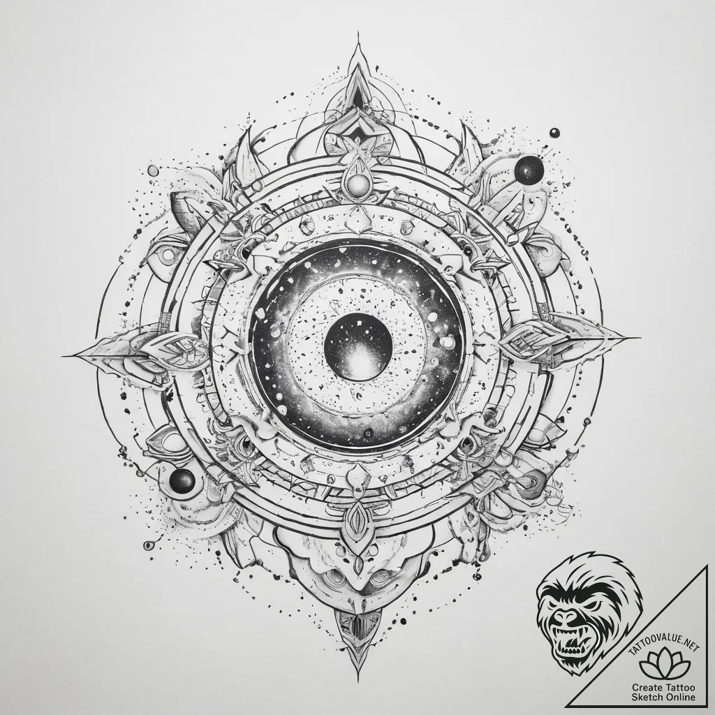 Tattoo sketch cosmic universe - tattoo sketch (№1759848571_0, 07.10.2025 14:49) — tattoovalue.net