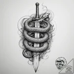 Tattoo sketch sword with a snake, tattoo line… – tattoo sketch (№1759853116_0, 07.10.2025 16:05) — tattoovalue.net