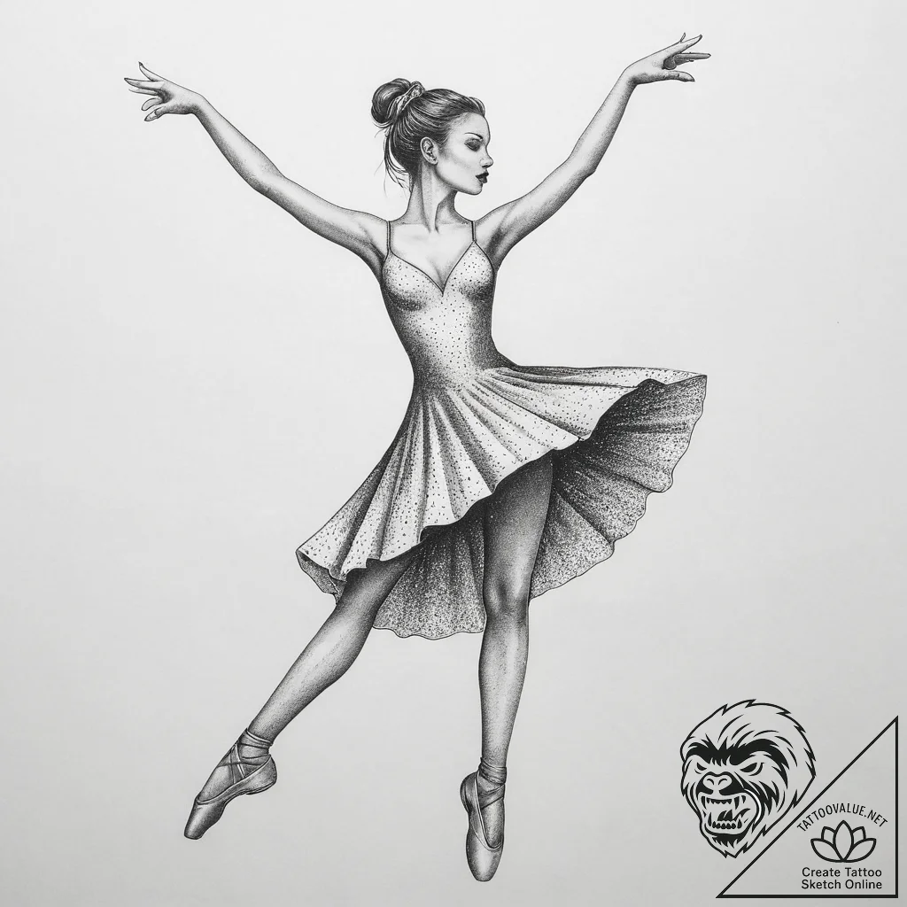 Tattoo sketch dancer a ballet dancer silhouet... - tattoo sketch (№1759853548_0, 07.10.2025 16:12) — tattoovalue.net