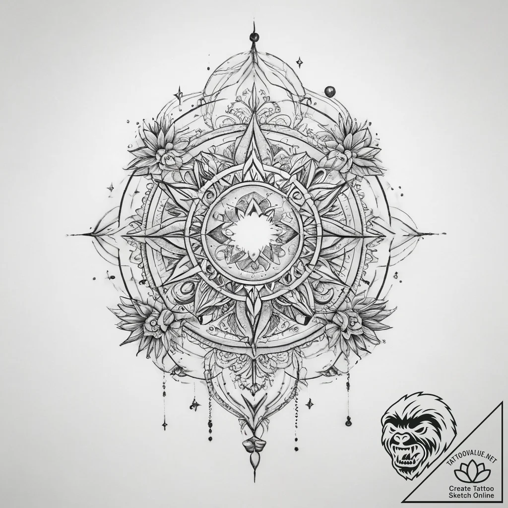 Tattoo sketch cosmic spring - tattoo sketch (№1759854631_0, 07.10.2025 16:30) — tattoovalue.net