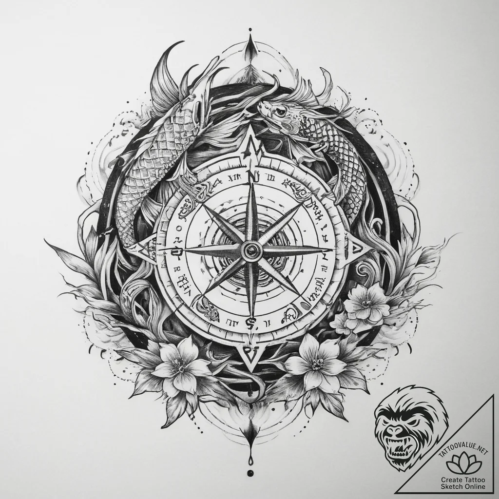 Tattoo sketch compass and anchor, tattoo sket... - tattoo sketch (№1759857021_0, 07.10.2025 17:10) — tattoovalue.net
