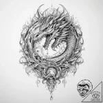 Tattoo sketch узор в виде дракона и воды – tattoo sketch (№1759858108_0, 07.10.2025 17:28) — tattoovalue.net