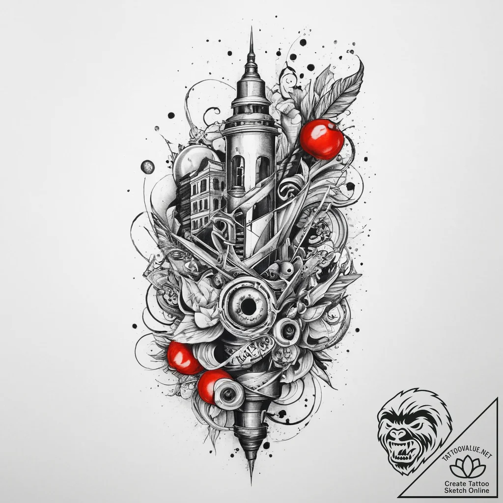Tattoo sketch city, concept art for tattoo, s... - tattoo sketch (№1759858758_0, 07.10.2025 17:39) — tattoovalue.net