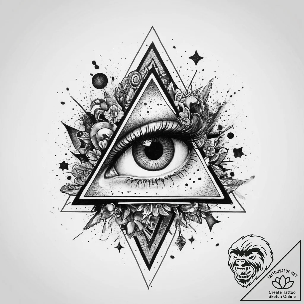 Tattoo sketch magical triangle, concept art f... - tattoo sketch (№1759860064_0, 07.10.2025 18:01) — tattoovalue.net