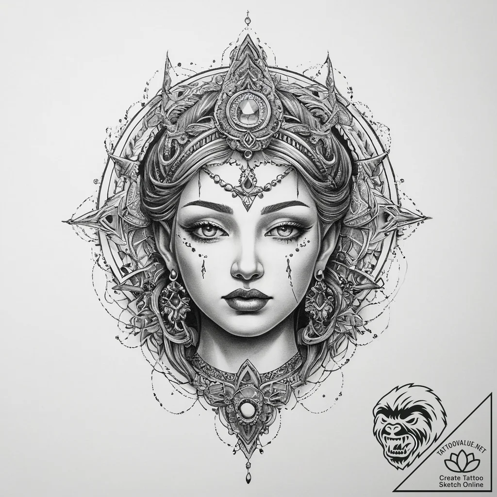 Tattoo sketch divine origin - tattoo sketch (№1759861364_0, 07.10.2025 18:22) — tattoovalue.net