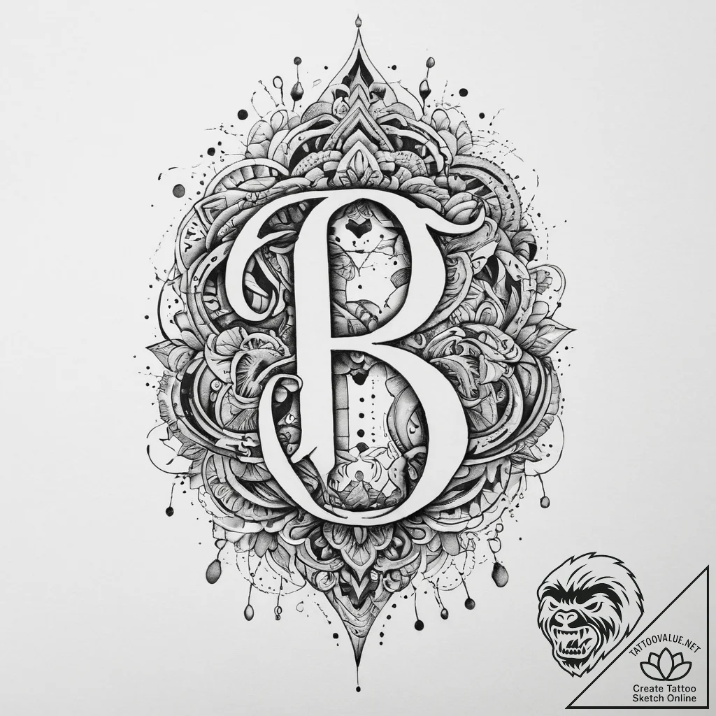 Tattoo sketch монограмма из линий, concept ar... - tattoo sketch (№1759862658_0, 07.10.2025 18:44) — tattoovalue.net