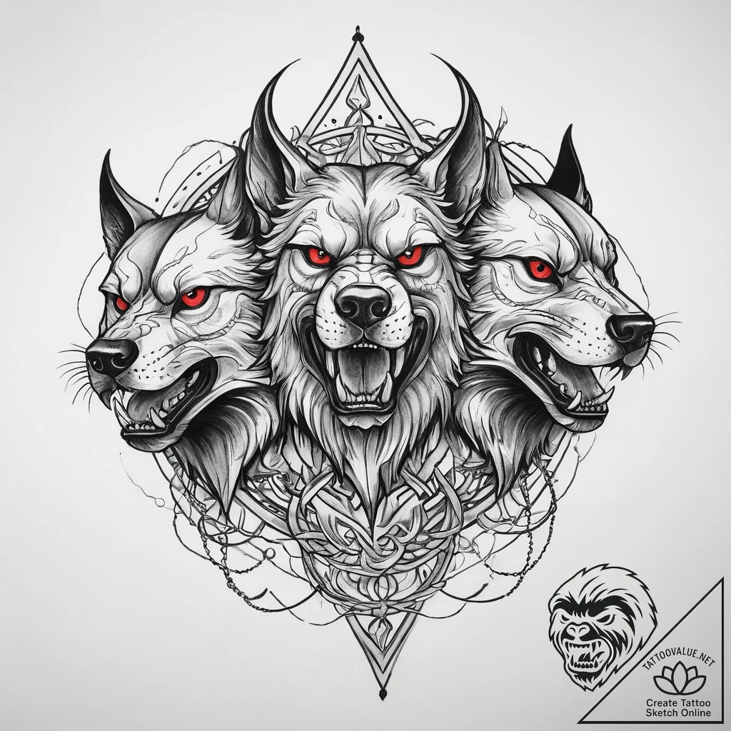 Tattoo sketch cerberus tattoo, tattoo drawing... - tattoo sketch (№1759863090_0, 07.10.2025 18:51) — tattoovalue.net