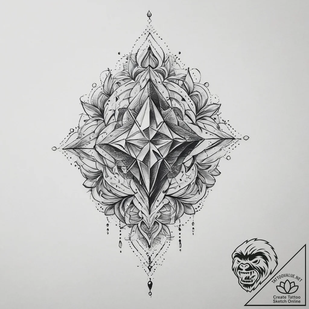 Tattoo sketch crystal, tattoo line art, fine... - tattoo sketch (№1759863744_0, 07.10.2025 19:02) — tattoovalue.net
