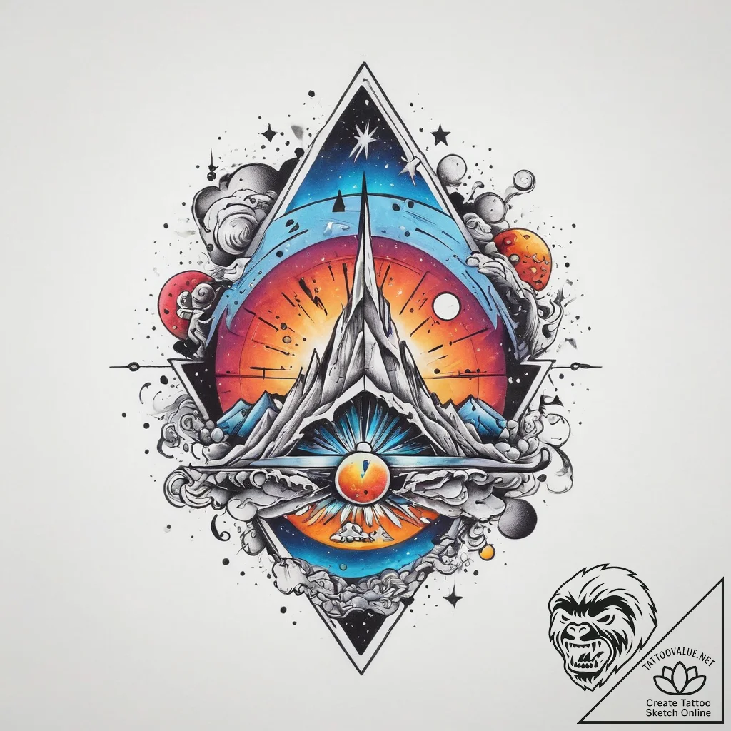 Tattoo sketch cosmic scene, tattoo line art,... - tattoo sketch (№1759864391_0, 07.10.2025 19:13) — tattoovalue.net