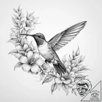 Tattoo sketch hummingbird and flower – tattoo sketch (№1759869164_0, 07.10.2025 20:32) — tattoovalue.net