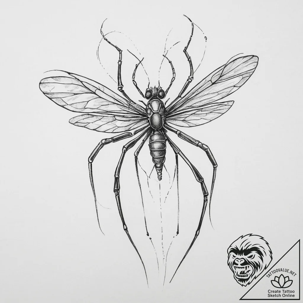 Tattoo sketch water strider, tattoo line art,... - tattoo sketch (№1759869600_0, 07.10.2025 20:40) — tattoovalue.net