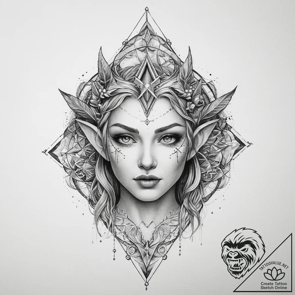 Tattoo sketch elven city, tattoo sketch desig... - tattoo sketch (№1759870030_0, 07.10.2025 20:47) — tattoovalue.net